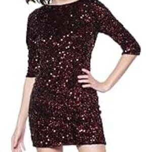 JESSICA SIMPSON Bronze sequined 3/4 sleeve Mini Cocktail Dress *SIZE 6*